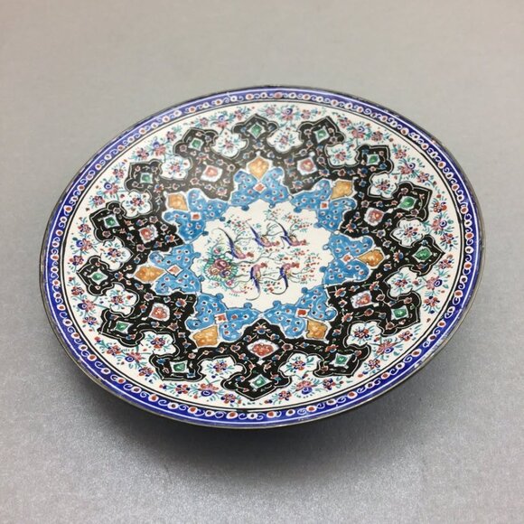 Persian Enamel Minakari Decorative Small Plate Birds Detailed Hand Painted - Picture 4 of 10